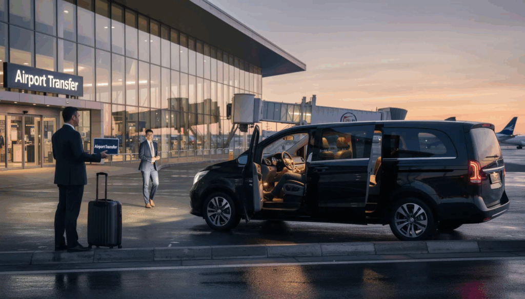 Car waiting at airport terminal