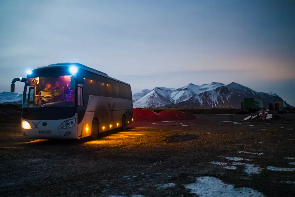 Comfortable travel bus on highway